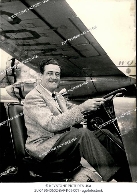 Jun. 02, 1954 - Famous American racer to compete at 24 hour Le mans motor car race .Cunningham, the famous American racer and motor car many fracture