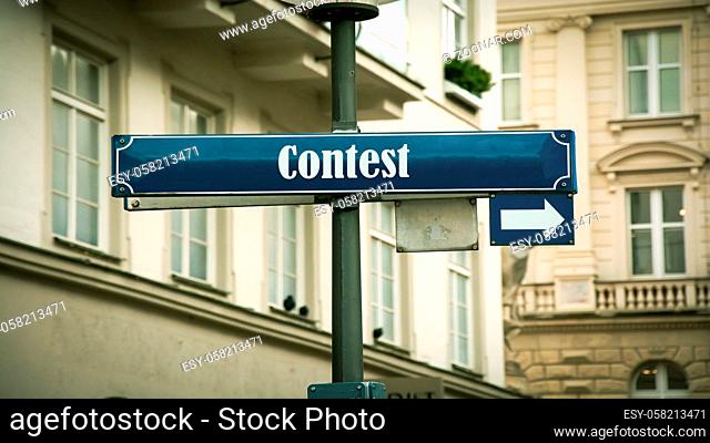 Street Sign the Direction Way to Contest