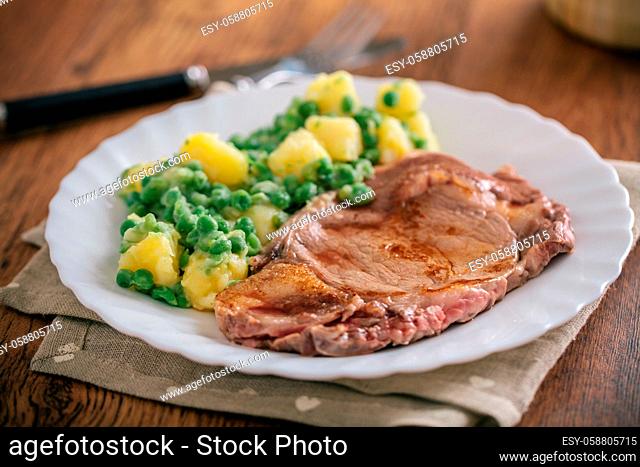 Beef steak with mixed vegetables. High quality photo