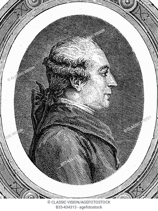 Pierre Augustin Caron de Beaumarchais, 1732-1799. French dramatist. Engraved by Pannemaker after Lienard. From 'Histoire de la Revolution Francaise' by Louis...