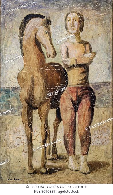 Hombre y caballo, Joan Covas, tecnica mixta sobre tela, Mallorca, balearic islands, Spain