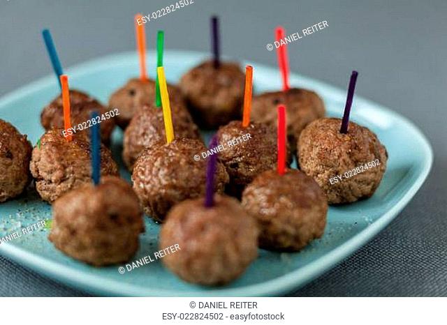 Plateful of tasty fried spicy meatballs