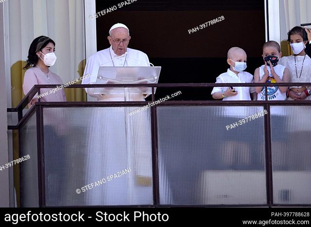 March 13, 2023 marks 10 years of Pontificate for Pope Francis. in the picture : Pope Francis leads the Sunday's Angelus prayer from the Gemelli Hospital
