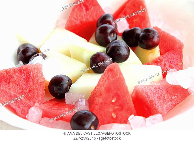 fruit salad melon and grapes Spain