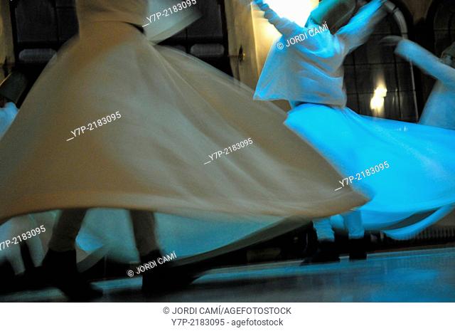 Whirling Dervishes performing the Sema ceremony, Istanbul, Turkey