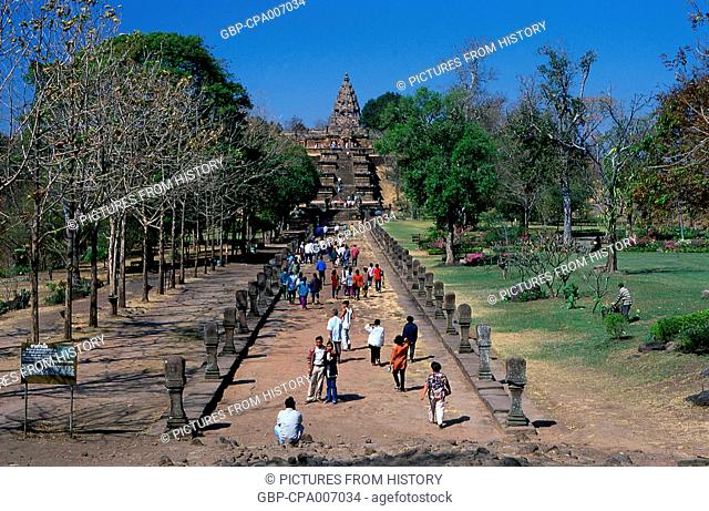 Thailand: Processional Way leading to the Naga-headed stone stairway, Prasat Hin Phanom Rung, Buriram Province