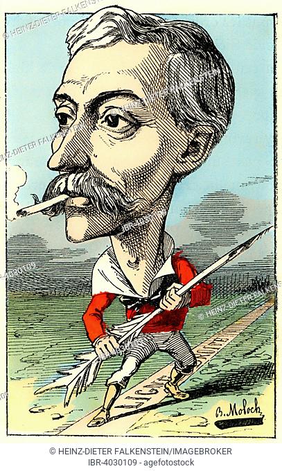 Édouard Lockroy, a French politician, political caricature, 1882, by Alphonse Hector Colomb pseudonym B. Moloch, a French caricaturist
