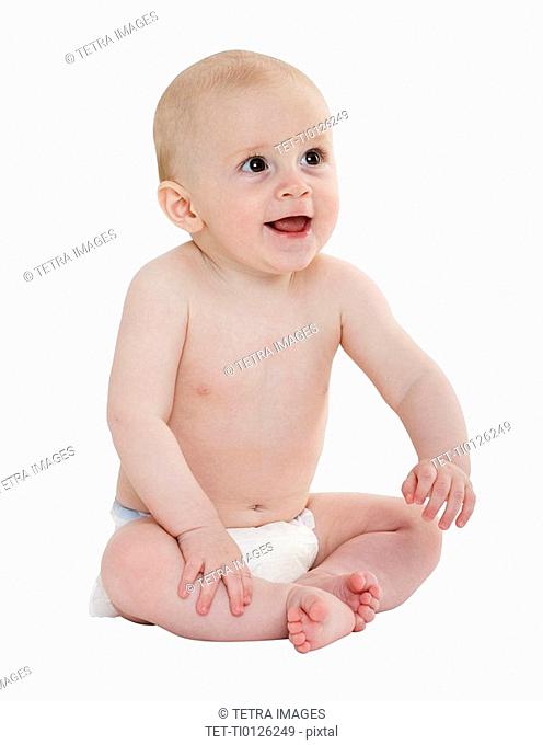 Studio shot of baby in diaper