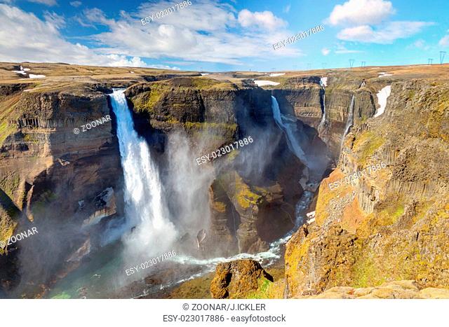 The two waterfalls Haifoss and Grannifoss in Icela