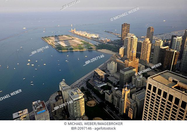 View of marina and aquarium, Chicago, Illinois, United States of America, USA