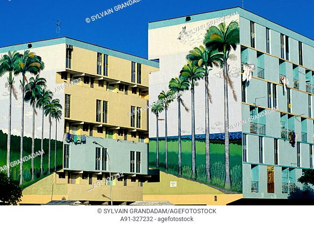 Apartment buildings in Pointe-à-Pitre. Guadeloupe, French Antilles