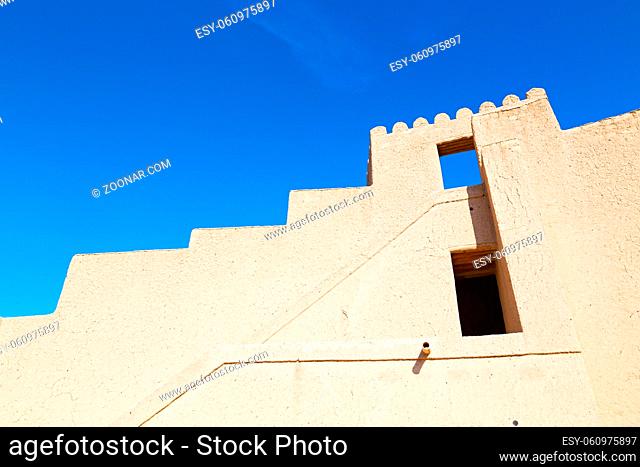 fort battlesment sky and  star brick in oman  muscat the old defensive