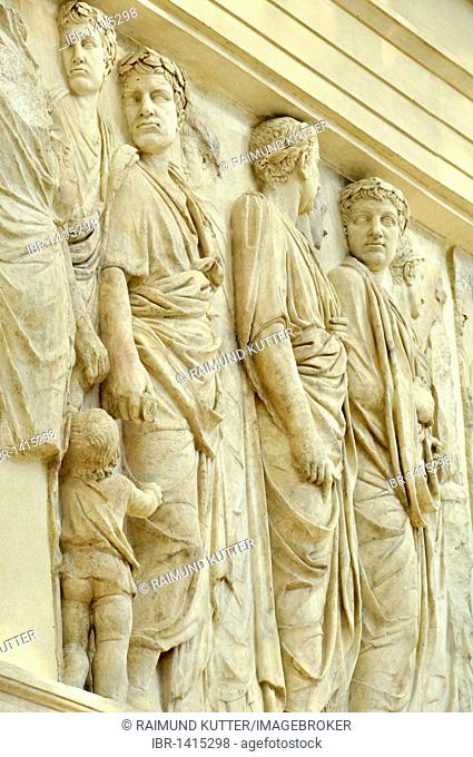Relief frieze procession, ruling family, senators, peace altar Ara Pacis Augustae, north side, Rome, Lazio, Italy, Europe