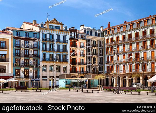 Castle Square (Plaza del Castillo) is main square in Pamplona, Navarre, Spain