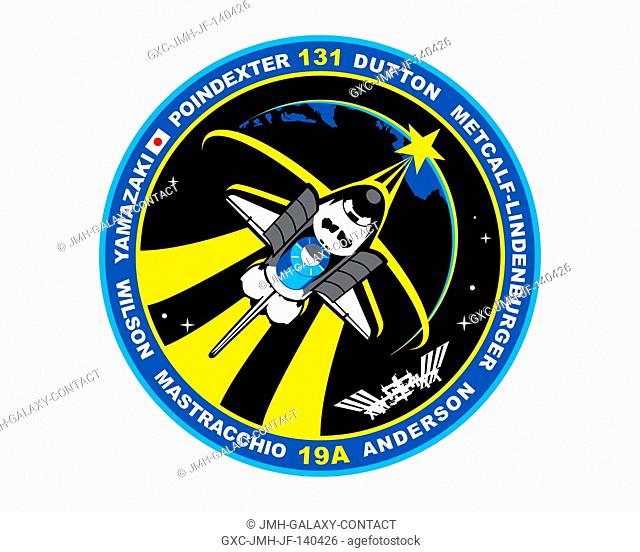 The STS-13119A crew patch highlights the Space Shuttle in the Rendezvous Pitch Maneuver (RPM). This maneuver is heavily photographed by the International Space...