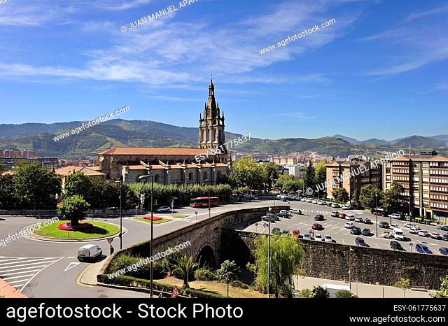 Neighborhood of Begoña in Bilbao with the Begoña Basilica in the center of the image
