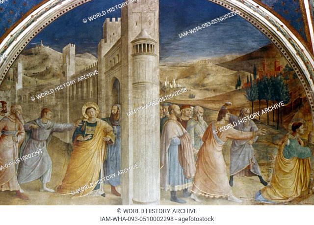 St Stephen being led to His Martyrdom. east wall, Cappella Niccolina, Palazzi Pontifici, Vatican. Fresco by Fra Angelico (c1400-55) Italian painter