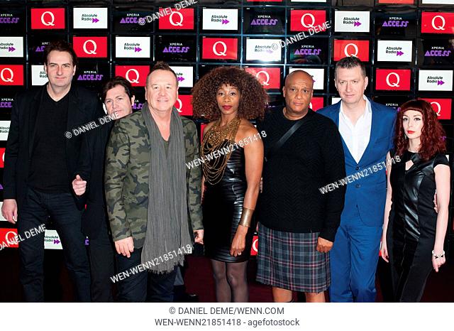 Xperia Access Q Awards held at the Grosvenor House - Arrivals. Featuring: Andy Gillespie, Charlie Burchill, Jim Kerr, Guest, Mel Gaynor, Ged Grimes