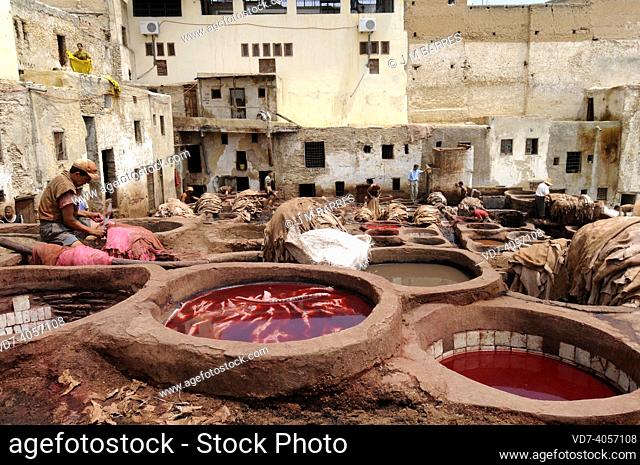 Chouara tannery, staining tanks. Fez, Morocco