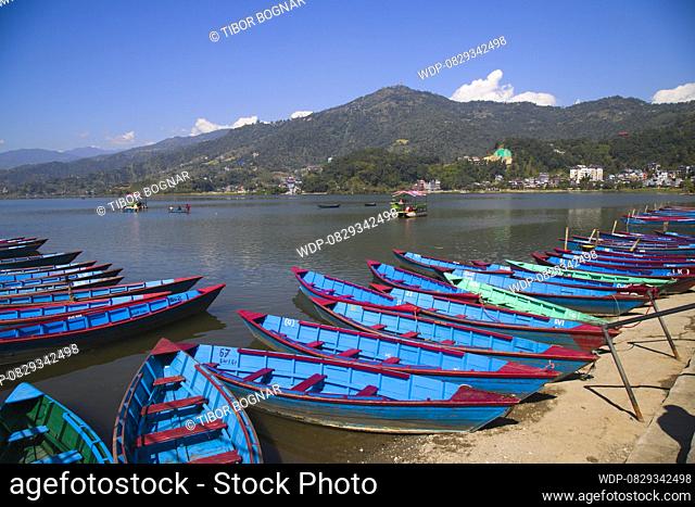 Nepal, Pokhara, Phewa Tal, Phewa Lake, boats, , Credit:Tibor Bognar / Avalon