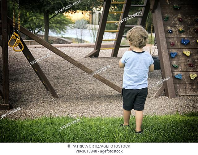 Toddler in playground in Chihuahua, Mexico