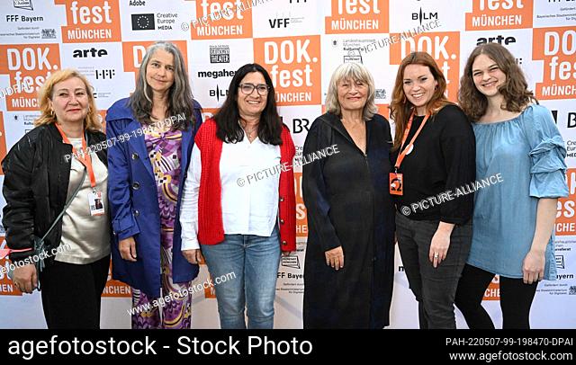 07 May 2022, Bavaria, Munich: Christa Auderlitzky, film distributor, (l-r) the producer Eva-Maria Weerts, the director and producer Sabine Derflinger the...