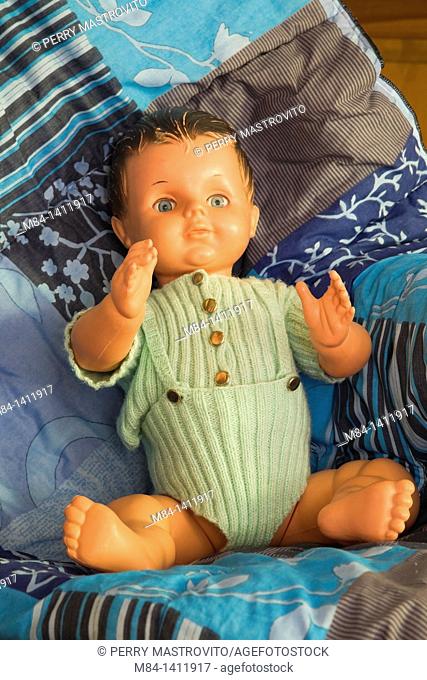 Close-up of a child's doll, Quebec, Canada  This image is property released PR0088 but not available for billboard, outdoor advertising