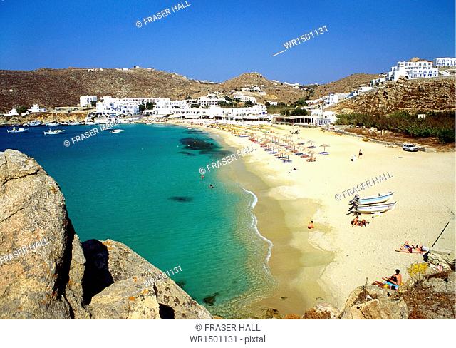 Beach, Plati Yialos, Mykonos, Greece