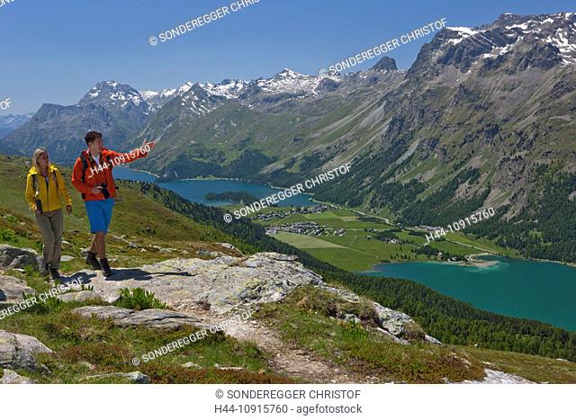 Canton, Graubünden, Grisons, Switzerland, Europe, Engadin, Engadine, Upper Engadine, mountain, mountains, footpath, walking, hiking, trekking, panorama