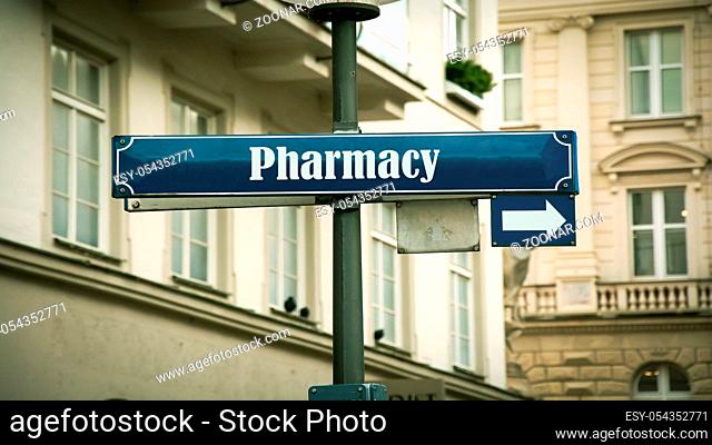 Street Sign the Direction Way to Pharmacy