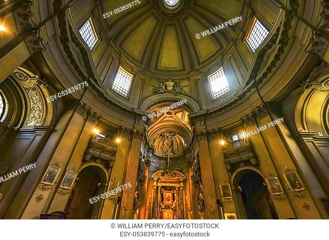 Basilica Altar Dome Santa Maria dei Miracoli Church at Piazza Popolo RAltar ome Italy. Built in the 1600s