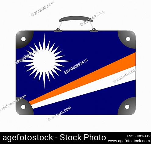 Marshall Islands flag in the form of a travel suitcase on a white background - illustration