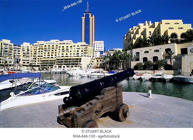 Portomaso Marina with exclusive apartments, Paceville, St. Julian`s, Malta, Mediterranean, Europe
