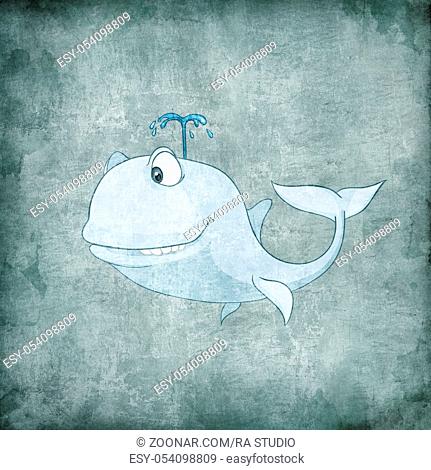 Cartoon Character Whale Isolated on White Background. Vector
