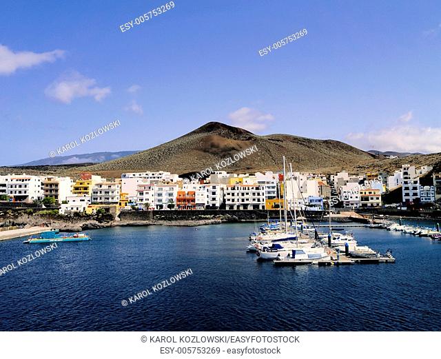 La Restinga - port town with its volcanic landscape on Hierro, Canary Islands, Spain