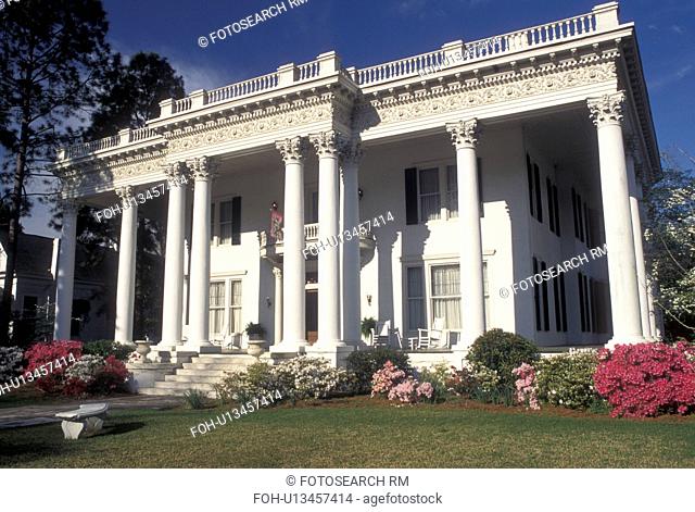 antebellum, mansion, AL, Eufaula, Alabama, Shorter Mansion an Antebellum Home with white columns in the Seth Lore Historic District in Eufaula