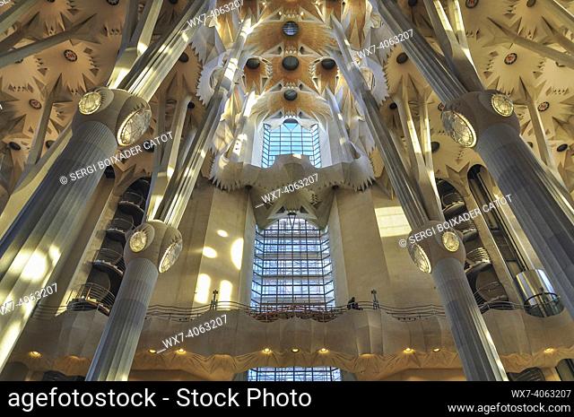 ENG:: Naves inside the Sagrada Familia basilica shortly after construction work was completed in 2010 (Barcelona, Catalonia, Spain)