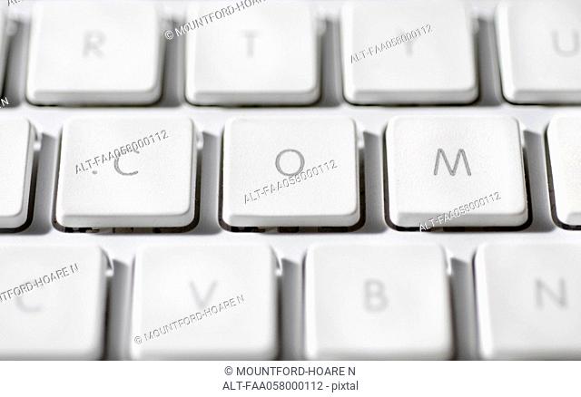 Letters spelling .com on computer keyboard
