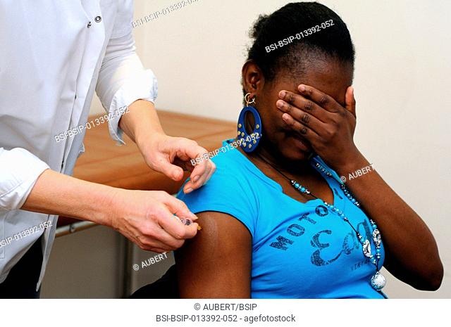 Reportage in the Health and Prevention Centre run by the local committee for social hygiene (CDHS) in Lyon, France. Vaccination against meningitis C