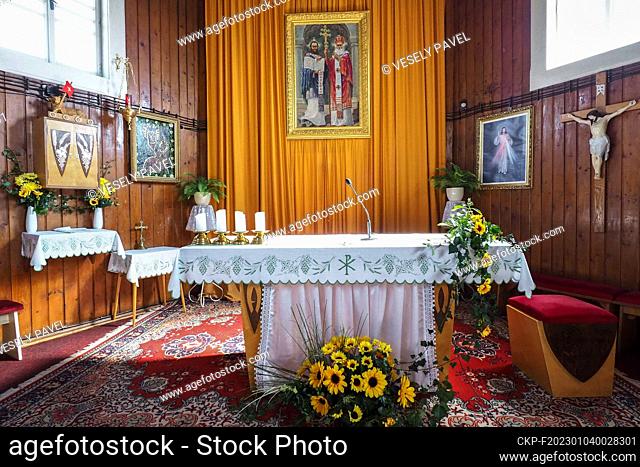 Church of Saints Cyril and Methodius, sacral building made of wooden logs in Hrcava, Czech Republic, September 6, 2022. (CTK Photo/Pavel Vesely)