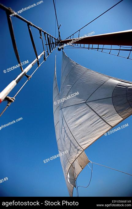 Beautiful view on sails in the blue sky