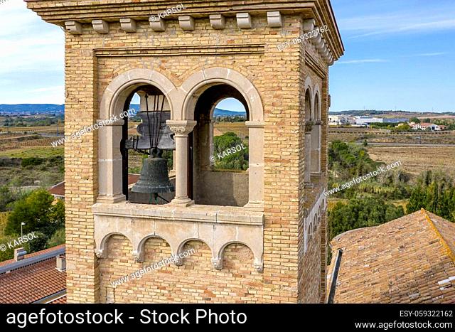 Roman church of Sant Pere de Lavern, in Sant Feliu (barcelona) Catalonia Spain. bell tower detail