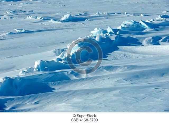 ANTARCTICA, WEDDELL SEA, FAST ICE WITH PRESSURE RIDGES