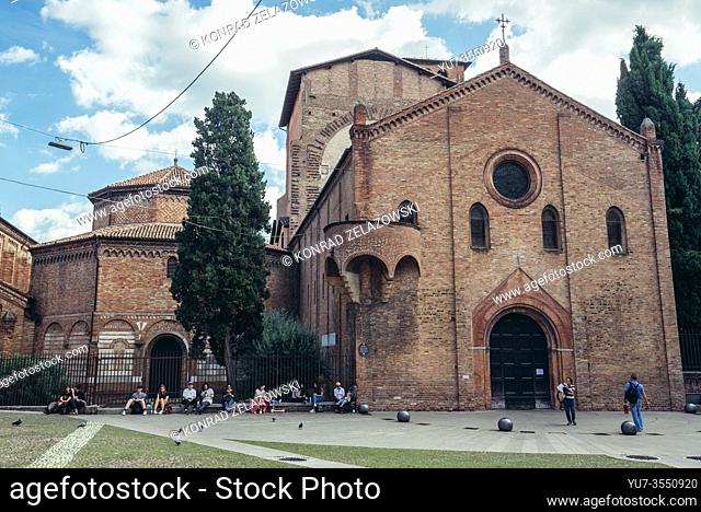 Basilica of Santo Stefano with Holy Sepulchre church on Piazza Santo Stefano in Bologna, capital and largest city of Emilia Romagna region in Italy