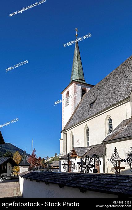 The parish and pilgrimage church of St. Peter and Paul in which the Filzmooser Kindl is worshiped, Filzmoos, St. Johann im Pongau district, Salzburg, Austria