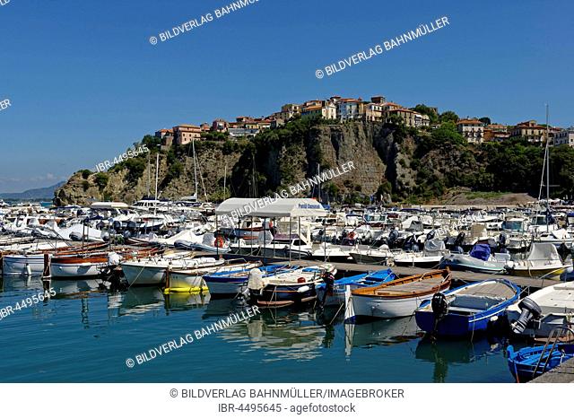 Boats in the harbour, Agropoli, Cilento National Park, Parco Nazionale Cilento, Vallo Diano e Alburni, Province of Salerno, Campania, Italy