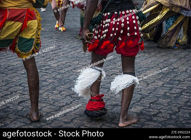 Musicians and dancers perform for cruise ship passengers at port. Lomé, Togo, West Africa