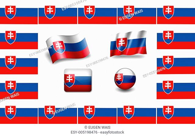 Flag of Slovakia. icon set. flags frame