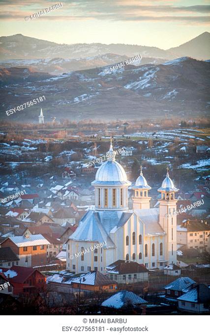 Color image of the Orthodox church in Ieud, Maramures region, Romania