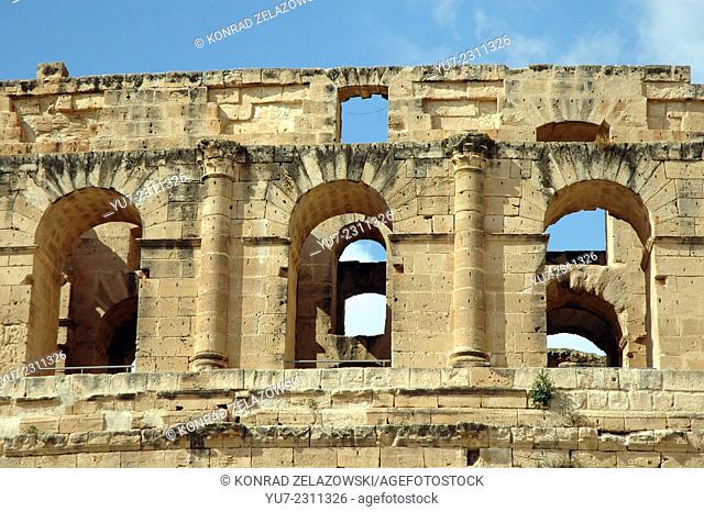 Roman colosseum in El Jem (or El Djem), Tunisia